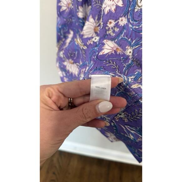 J.Jill Love Linen Purple Floral Abstract Pattern Linen Sheath Dress, XS P 1766 - Picture 7 of 10